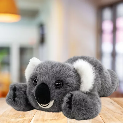 Plüss Játék Ölelnivaló Fekvő Koala Maci Szürke 30cm