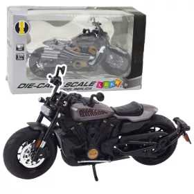   Chopper Motorcycle Fém Világítások Hangok Fekete Szürke Elemek 1:12