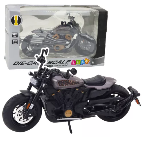 Chopper Motorcycle Fém Világítások Hangok Fekete Szürke Elemek 1:12