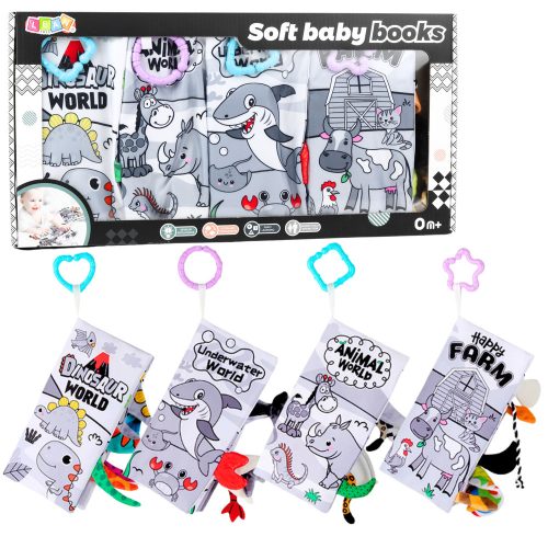 4 db-os puha, érzékszervi oktatókönyv készlet kisgyermekeknek