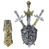 Lovagkészlet 3 karddal, pajzsvédővel, valósághű dekorációkkal