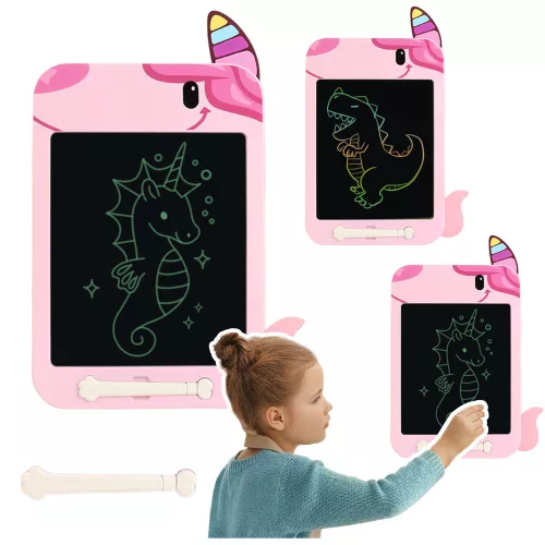 Tablă de scris LCD, tablă de desen, unicorn, stilou roz
