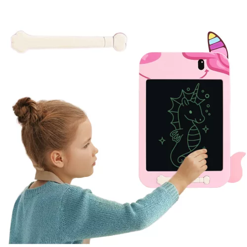 Tablă de scris LCD, tablă de desen, unicorn, stilou roz