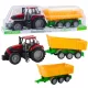 Mezőgazdasági traktor sárga utánfutóval, piros, 46 cm