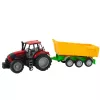 Mezőgazdasági traktor sárga utánfutóval, piros, 46 cm