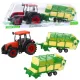 Mezőgazdasági traktor zöld és sárga utánfutóval, piros 50 cm