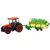 Mezőgazdasági traktor zöld és sárga utánfutóval, piros 50 cm