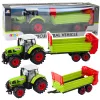 Traktor pótkocsival, dörzshajtás, nyitható motorháztető, ajtók, zöld