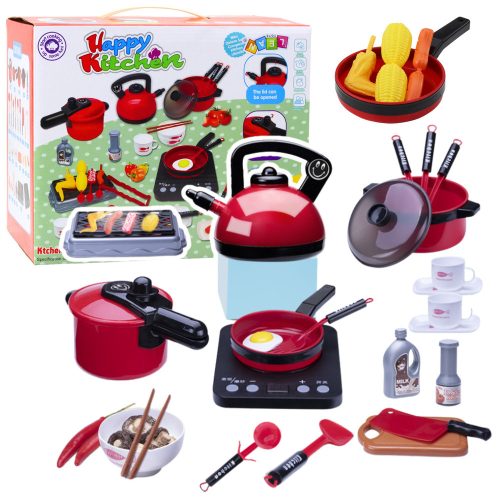 Konyhai készlet, edények, főzőlap, elemes tartozékok, 36 db