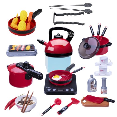 Konyhai készlet, edények, főzőlap, elemes tartozékok, 36 db