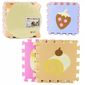   Puha Puzzle Oktatószőnyeg EVA Hab Gyümölcsök Édességek Pasztell 16 db.