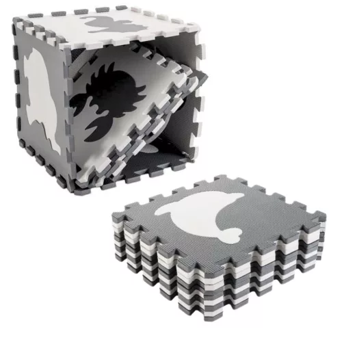 Puha Puzzle Oktatószőnyeg Dinoszauruszok EVA Hab Bézs Szürke 9 db.