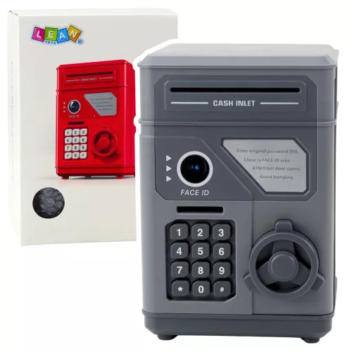 Elektronikus széf ATM malacpersely PIN-kóddal gyerekeknek, szürke