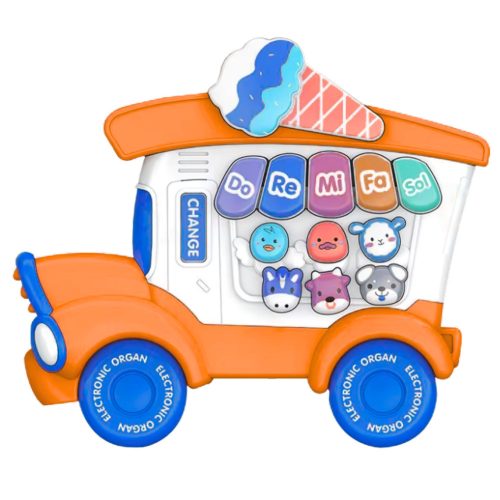Elektromos zongora, oktató játék kisgyermekeknek, fagylaltozó, narancssárga