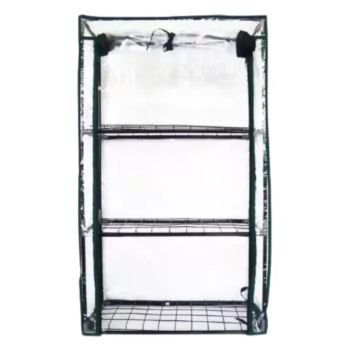 Mini erkélyes kerti üvegház 3 fémpolccal, PVC fóliával, 46 x 24 x 80 cm
