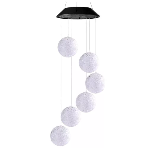 Napelemes kerti LED harangok, színes gömbök, 70 cm