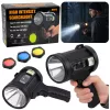 LED napelemes keresőlámpa, zseblámpa, 6 üzemmód, külső akkumulátor, cserélhető szűrők, 23 cm