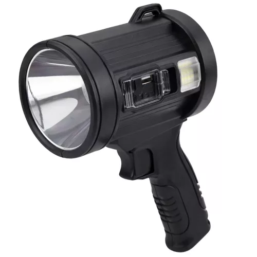 LED napelemes keresőlámpa, zseblámpa, 6 üzemmód, külső akkumulátor, cserélhető szűrők, 23 cm