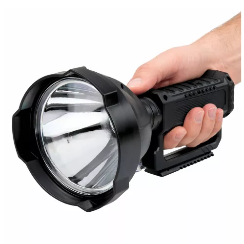 Nagy zseblámpa reflektorfény háromlábú állvánnyal LED keresőfény W5120 külső akkumulátor 31 cm