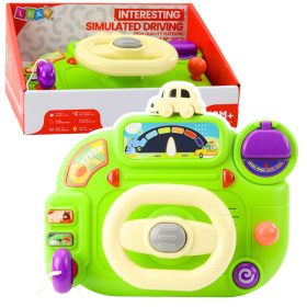   Interaktív kormánykerék gyerekeknek, vezetési szimulátorhoz, zöld fényekkel