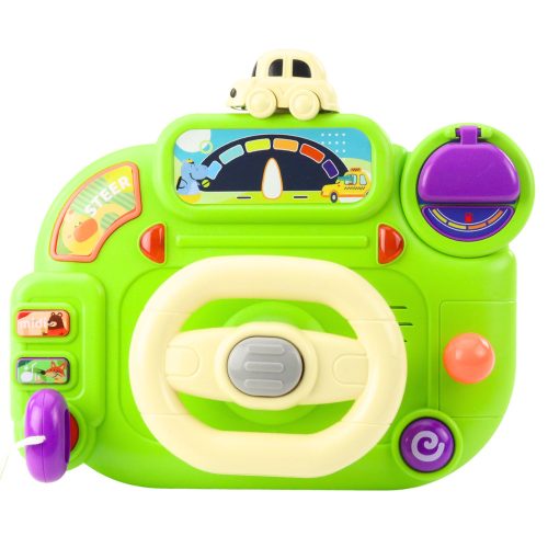 Interaktív kormánykerék gyerekeknek, vezetési szimulátorhoz, zöld fényekkel