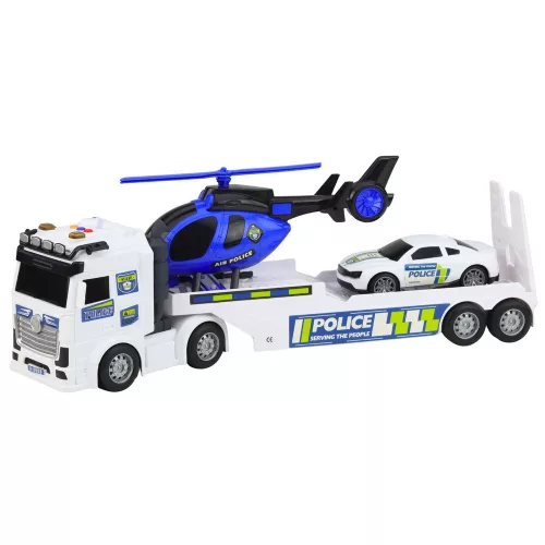 Rendőrségi teherautó vontató autó helikopter fények hangkészlet