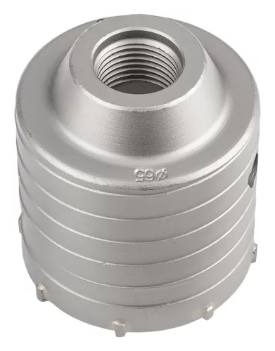 65 mm-es keményfém lyukfűrész SDS+ adapterrel és előfúróval