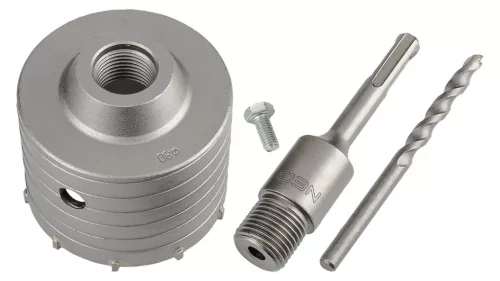 80 mm-es keményfém lyukfűrész SDS+ adapterrel és előfúróval