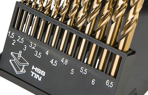HSS-TiN fémfúrófejek 1,5-6,5 mm, 13 darabos készlet