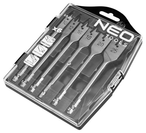 Ásós fafúrók, 10, 12, 16, 18, 20, 25 mm, 6 darabos készlet.