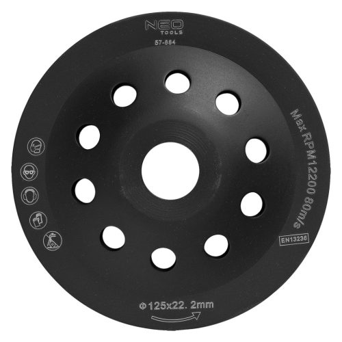 Gyémántcsiszoló tárcsa 125 x 22,2 x 5 mm, egyszegmensű