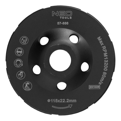 Gyémántcsiszoló tárcsa 115 x 22,2 x 5 mm, dupla szegmens