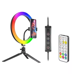 Gyűrűs lámpa TRACER RGB RING 26cm állvánnyal