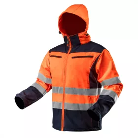   Jól látható softshell kabát kapucnival, narancssárga, XXL-es méret