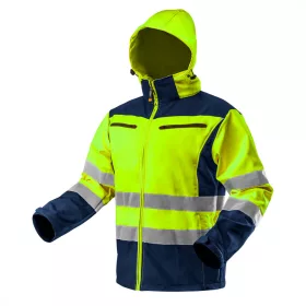   Jól látható softshell kabát kapucnival, sárga, XXXL méret