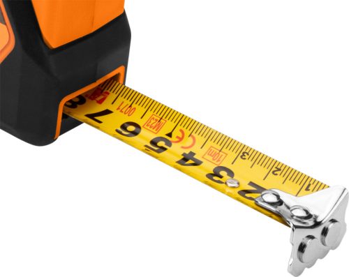 Acél mérőszalag 10 m x 25 mm, automata zár, stop gomb, mágnes