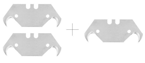 Trapéz és horgas pengéjű kés, fém test, 6 penge