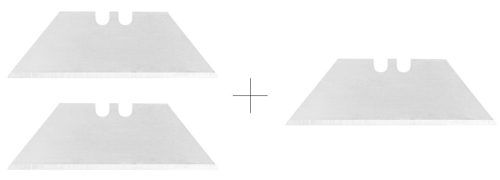 Trapéz és horgas pengéjű kés, fém test, 6 penge