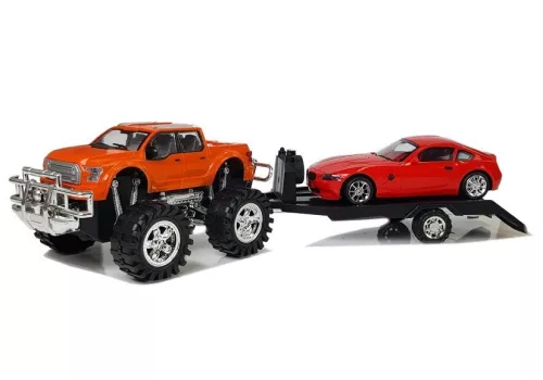 Narancssárga Monster Truck Piros BMW Vontató Jármű Szett 58 cm
