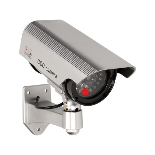 Dummy CCTV megfigyelő kamera, akkumulátor, ezüst