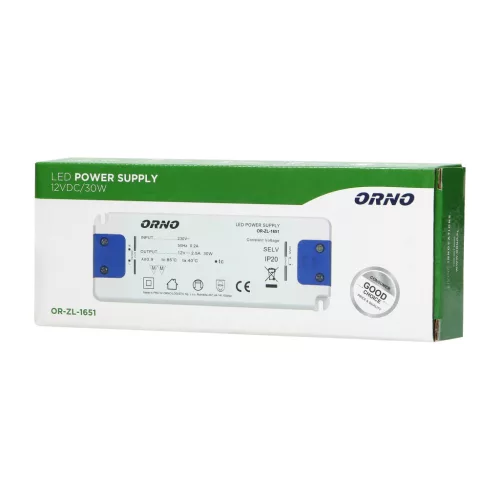 Lapos LED tápegység 12VDC 30W, IP20, magasság 18mm