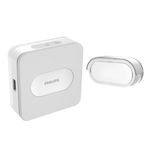 Philips WelcomeBell Plugin vezeték nélküli csengő, 4 dallam, USB töltő, működési tartomány max. 300 m