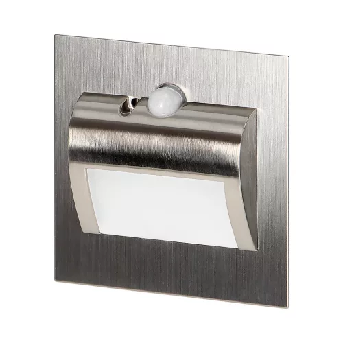 DRACO LED NEW 1.5W, süllyesztett lépcsőházi lámpa, 12VDC, 30lm, 6000K, szatén, mozgás- és alkonyérzékelővel