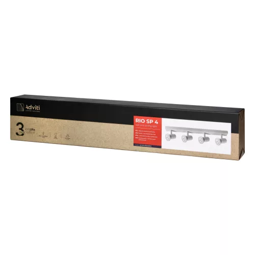 RIO SP 4 fali-mennyezeti lámpatest, E27 max. 4x60W, IP20, fehér