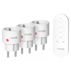   Vezeték nélküli MINI Schuko konnektorkészlet, távirányítóval 3+1, 2300W
