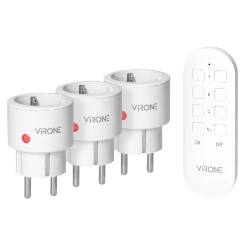 Vezeték nélküli MINI Schuko konnektorkészlet, távirányítóval 3+1, 2300W