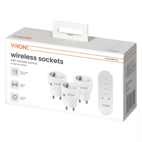 Vezeték nélküli MINI Schuko konnektorkészlet, távirányítóval 3+1, 2300W