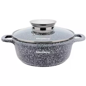   Alumínium edény, Klausberg, O16cm, 1,3L, fedővel, Aroma Knob rendszerrel, márvány szürke