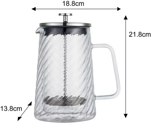 Dugattyús kávé-/teafőző, üveg, 1l, Klausberg, kb-7764