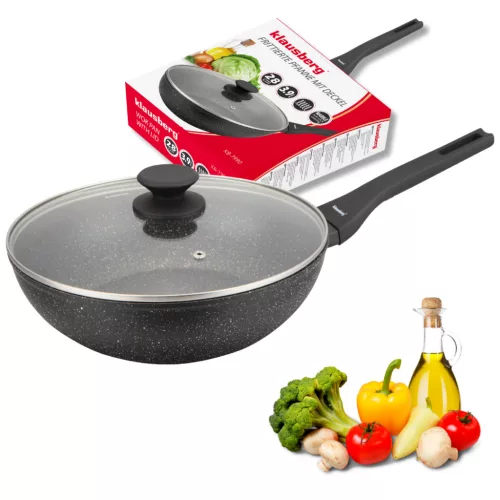 Márvány wok serpenyő 28 cm fedővel, klausberg kb-7990